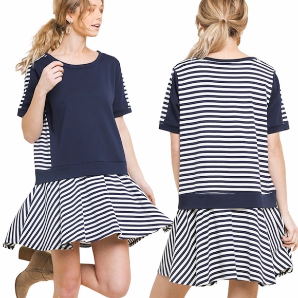 Umgee Dresses & Skirts - LAST 1 NWT Umgee Nautical Navy Stripes Dress S M L